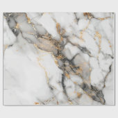 Elegant wit marmer met gouden accenten cadeaupapier (Vlak)