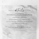 Elegant wit marmer met zilverfolie bruiloft drieluik uitnodiging (Binnenzijde eerst)