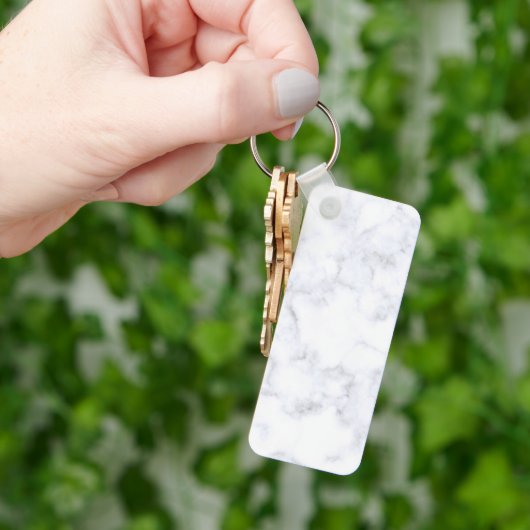 Elegant Wit Marmer Modern Sleutelhanger (Hand)