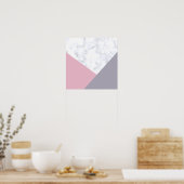 elegant wit marmer pastel roze paars geometrisch poster (Keuken)