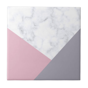 elegant wit marmer pastel roze paars geometrisch tegeltje