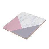 elegant wit marmer pastel roze paars geometrisch tegeltje (Zijkant)