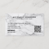 Elegant wit marmer QR-code & socials Visitekaartje (Achterkant)