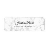 Elegant wit marmer script luxueus modern bovenaan etiket (Voorkant)