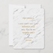 Elegant wit marmer zal je mijn Bloemenmeisje zijn Kaart (Achterkant)