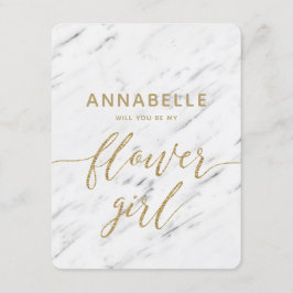 Elegant wit marmer zal je mijn Bloemenmeisje zijn Kaart