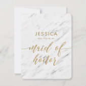 Elegant wit marmer zal je mijn bruidsmeisje zijn kaart (Voorkant)