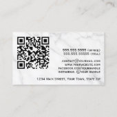 Elegant wit marmer & zilver professionele QR-code Visitekaartje (Achterkant)