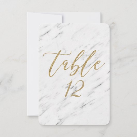 Elegant wit marmeren & gouden huwelijks tafelnumme kaart (Achterkant)