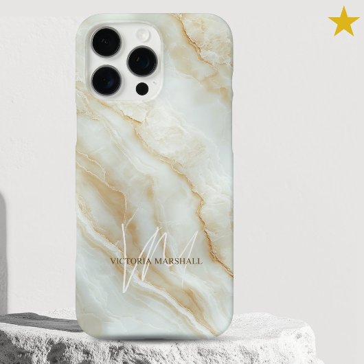 Elegant wit marmeren op maat gemaakt naam monogram Case-Mate iPhone case