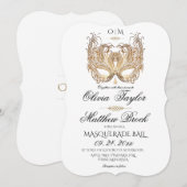 Elegant wit maskerade-huwelijk  kaart (Voorkant / Achterkant)