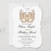 Elegant wit maskerade-huwelijk  kaart (Voorkant)