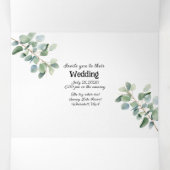 Elegant wit met Eucalyptus Trim Wedding Drieluik Uitnodiging (Binnenkant midden)