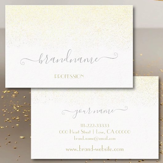 Elegant wit met gouden Glitter Rain Professional Visitekaartje