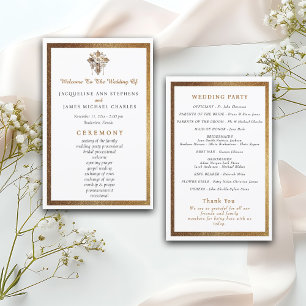 Elegant wit met gouden sieraad huwelijksprogramma