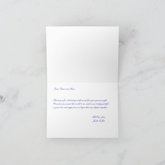 Elegant wit met gouden trim bedankkaart (Binnen)