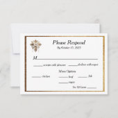 Elegant wit met gouden trim RSVP kaartje (Voorkant)