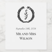 Elegant Wit met Monogram Wijnlabel Wijn Etiket (Enkel label)