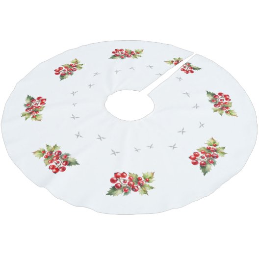 Elegant wit met rode bessen & sterren kerst kerstboom rok (Gekanteld)