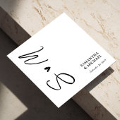 Elegant wit met zwarte aangepaste Initialen bruilo Servet