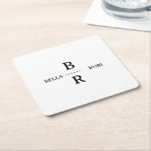 Elegant Wit Minimaal Trouwmonogramontwerp Kartonnen Onderzetters (Schuin)