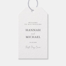 Elegant, wit, minimale bruiloft cadeaulabel