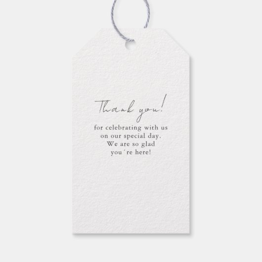 Elegant, wit, minimale bruiloft cadeaulabel (Achterkant)