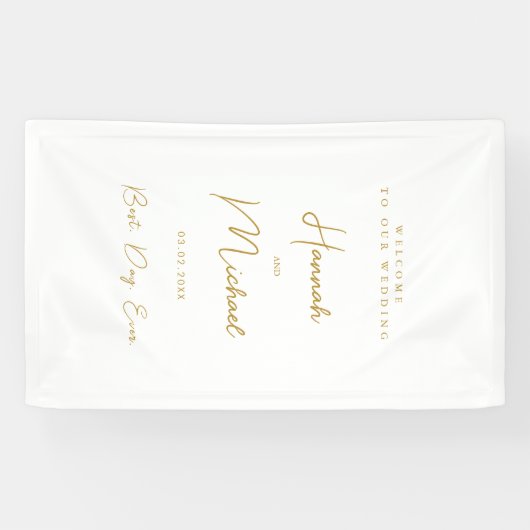 Elegant, wit, minimale bruiloft spandoek (Horizontaal)