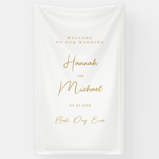 Elegant, wit, minimale bruiloft spandoek (Verticaal)