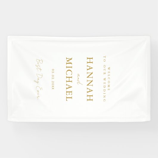 Elegant, wit, minimale bruiloft spandoek (Horizontaal)