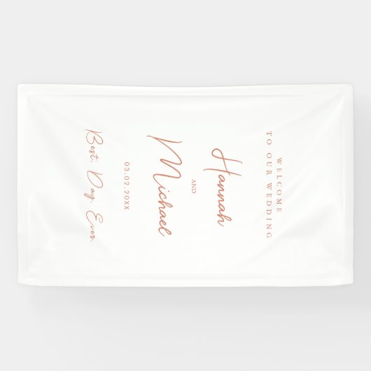 Elegant, wit, minimale bruiloft spandoek (Horizontaal)