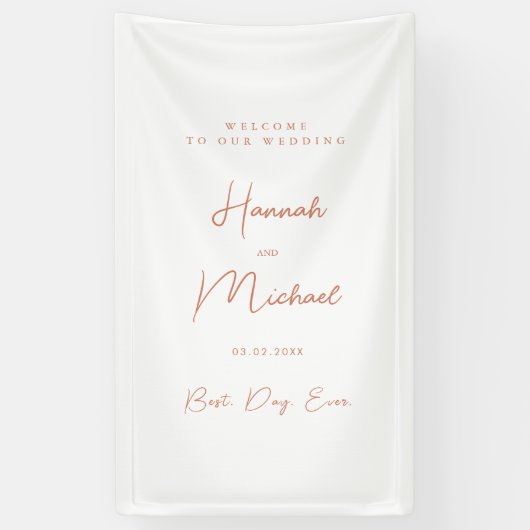 Elegant, wit, minimale bruiloft spandoek (Verticaal)