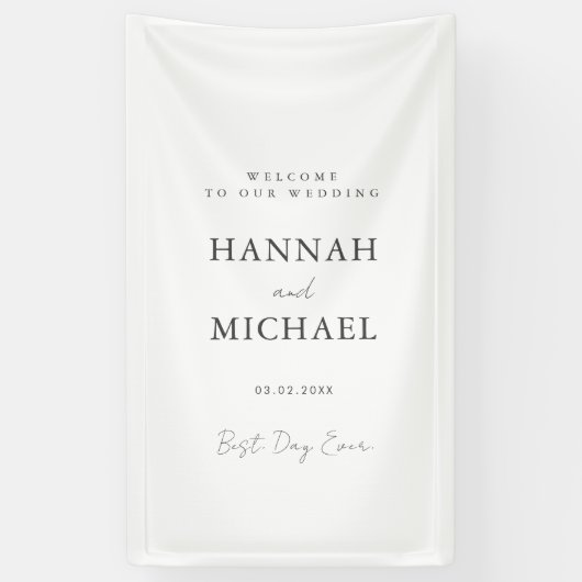 Elegant, wit, minimale bruiloft spandoek (Verticaal)