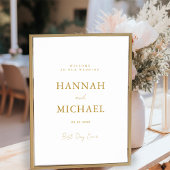 Elegant, wit, minimale bruiloft welkom poster