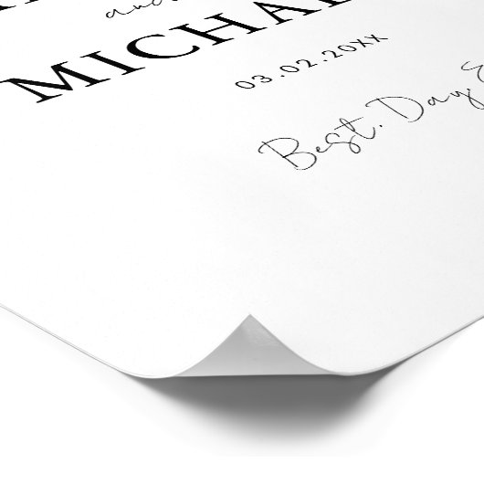 Elegant, wit, minimale bruiloft welkom poster (Hoek)