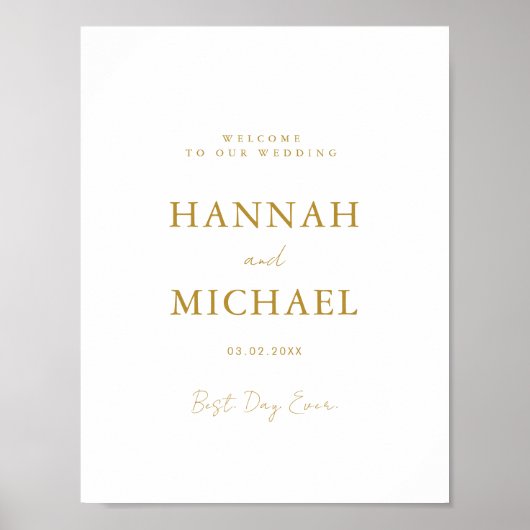 Elegant, wit, minimale bruiloft welkom poster (Voorkant)