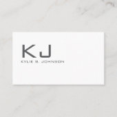 Elegant wit minimalistisch monogram gepersonalisee visitekaartje (Voorkant)