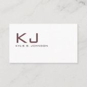 Elegant wit minimalistisch monogram gepersonalisee visitekaartje (Voorkant)