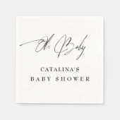 Elegant wit minimalistisch script Baby shower serv Servet (Voorkant)