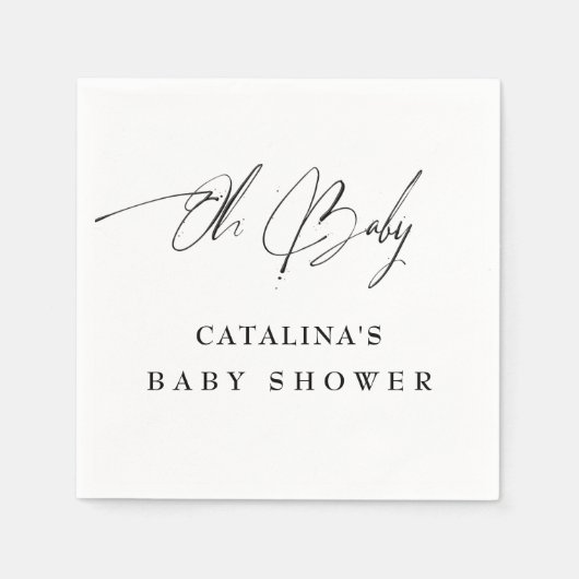 Elegant wit minimalistisch script Baby shower serv Servet (Voorkant)