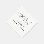 Elegant wit minimalistisch script Baby shower serv Servet (Hoek)