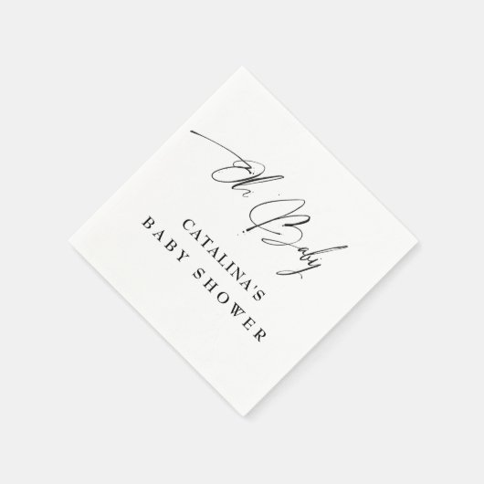 Elegant wit minimalistisch script Baby shower serv Servet (Hoek)