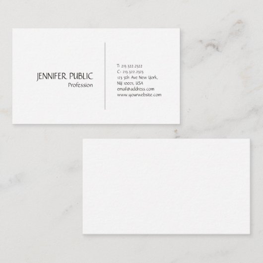 Elegant wit, modern, modern, stijlvol design visitekaartje (Voorkant / Achterkant)