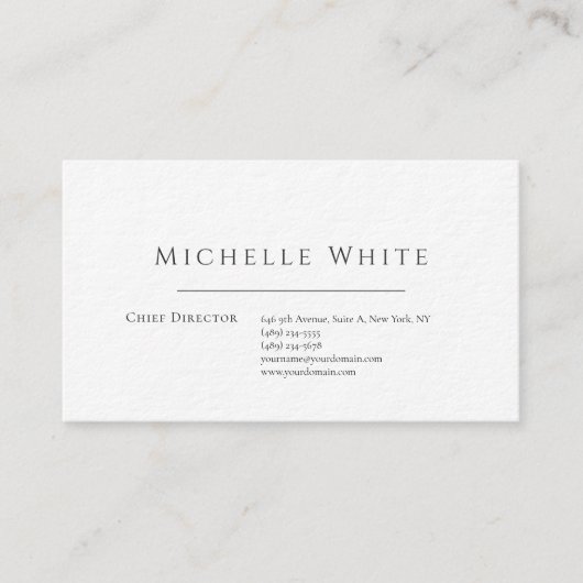 Elegant Wit Modern Witte Professionaliteit Visitekaartje (Voorkant)