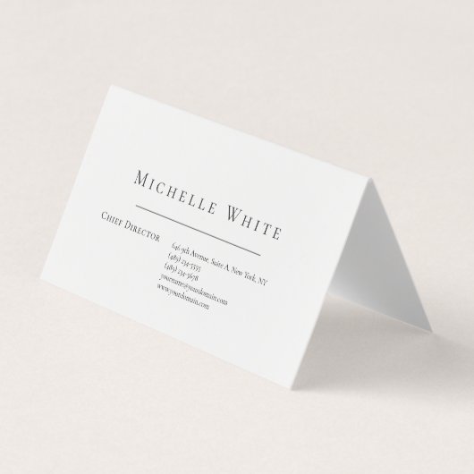 Elegant Wit Modern Witte Professioneel Visitekaartje (Voorkant)