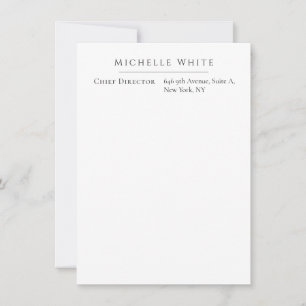 Elegant Wit Modern Witte Zakelijkheid Notitiekaartje