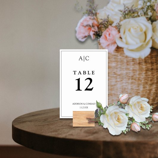 Elegant Wit Monogram Huwelijk Kaart