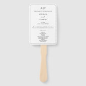 Elegant wit monogram huwelijksprogramma handwaaier (Voorkant)