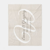 Elegant wit monogram in linnen fleece deken (Voorkant)