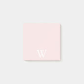 Elegant wit monogram Initiaal Blush Pink Post-it® Notes (Voorkant)